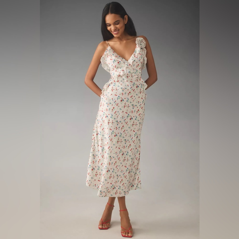 Bardot Olea Floral Sleeveless Ruffle Midi Dress